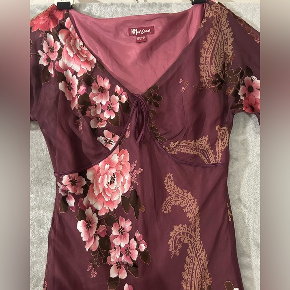 Monsoon y2k baby doll bust line silk floral maxi dress - Picture 16 of 16